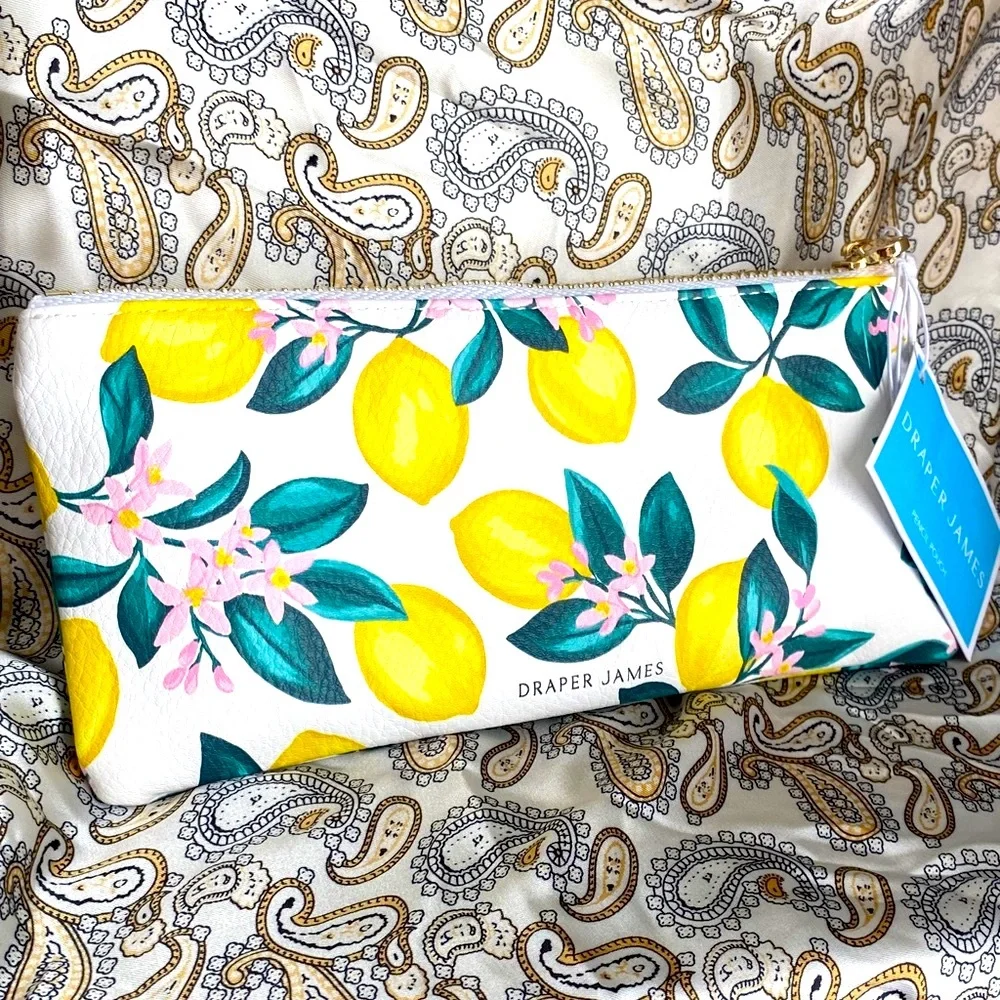 Draper James Yellow Lemon Floral Pencil Case & set of 3 pens! Also, FREE gift 💝